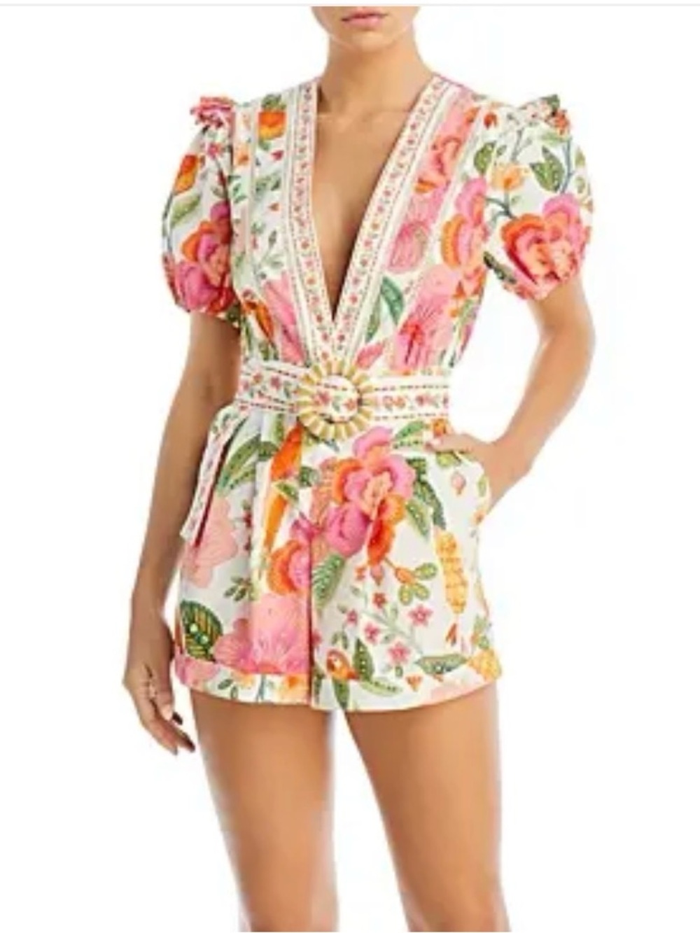 Farm Rio Macaw Bloom Cotton Romper